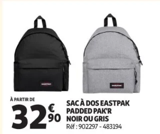 SAC À DOS EASTPAK PADDED PAK'R NOIR OU GRIS