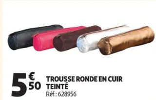 Trousse Ronde en Cuir Teinté