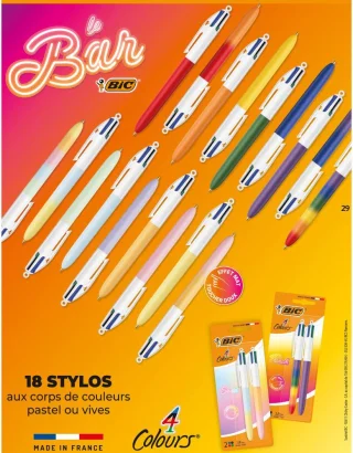 BIC 4 Colours 18 stylos aux corps de couleurs pastel ou vives
