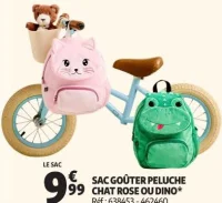 Auchan SAC GOÛTER PELUCHE CHAT ROSE OU DINO*