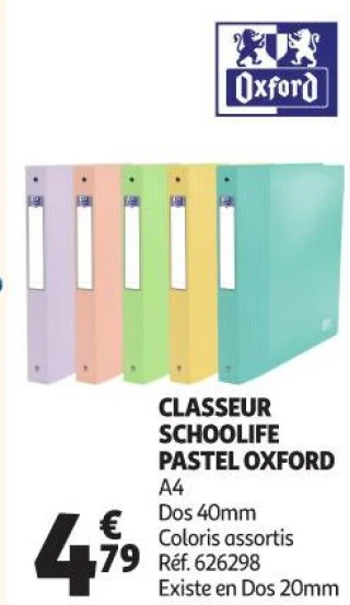 CLASSEUR SCHOOLIFE PASTEL OXFORD A4