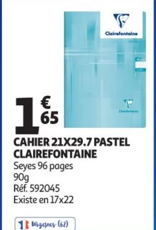 CAHIER 21X29.7 PASTEL CLAIREFONTAINE Seyes 96 pages 90g
