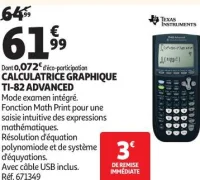 CALCULATRICE GRAPHIQUE TI-82 ADVANCED
