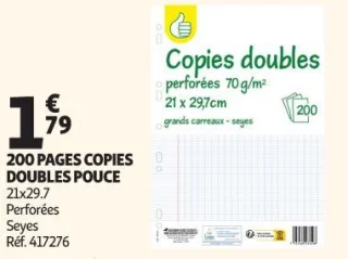 200 PAGES COPIES DOUBLES POUCE