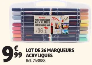 LOT DE 36 MARQUEURS ACRYLIQUES Auchan