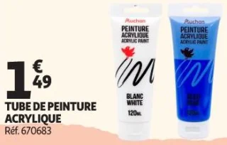 TUBE DE PEINTURE ACRYLIQUE Auchan