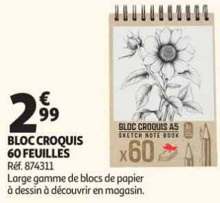 BLOC CROQUIS 60 FEUILLES Auchan