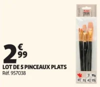 LOT DE 5 PINCEAUX PLATS Auchan