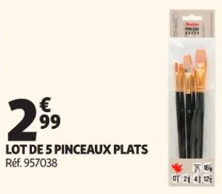 LOT DE 5 PINCEAUX PLATS Auchan